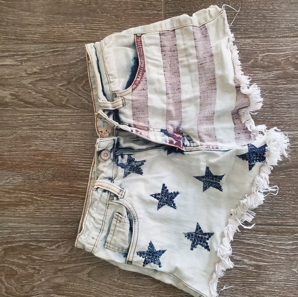 High waisted American Flag Shorts